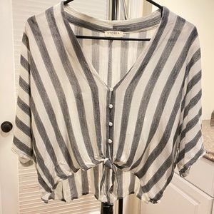 SOLD: Black and White Stripe Top